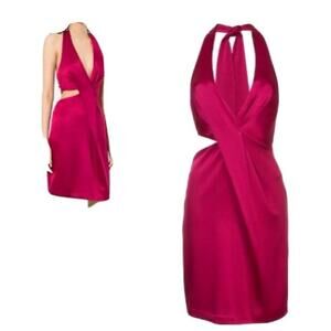Halston Heritage WomensDress 10 Pink Cut Out Wildberry Cocktail Party New
